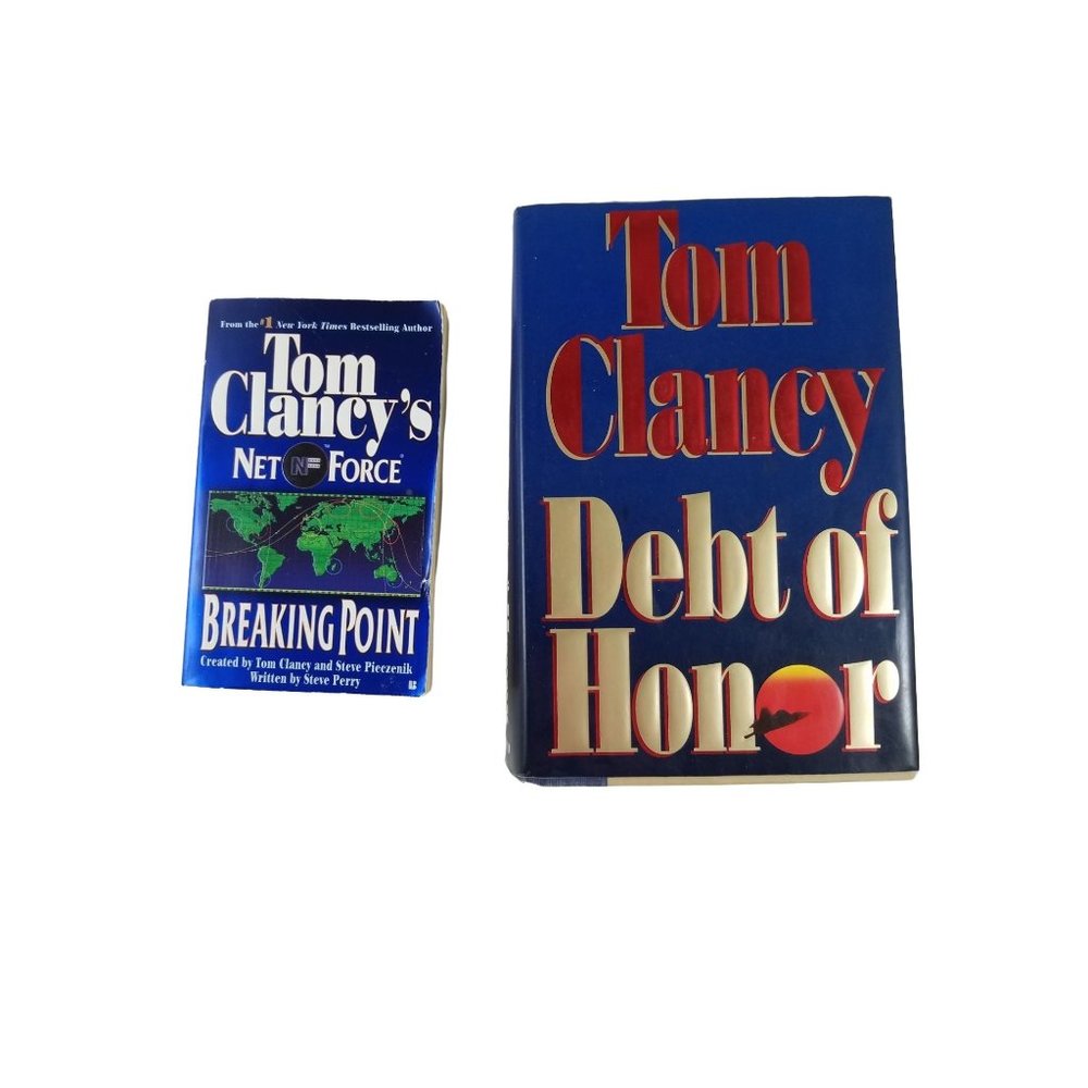 Pair of Books by Tom Clancy Lot Includes Breaking Point (PB) Debt of Honor (HC)